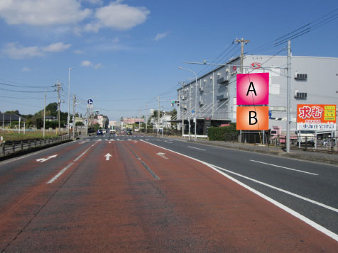 千葉県野田市・R16号線千葉CC野田コース入口交差点手前AB（春日部方面）