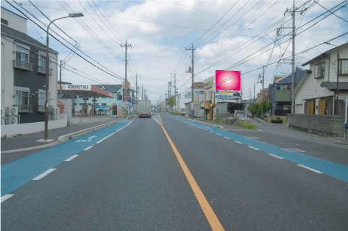 草加市・産業道路弁天郵便局手前