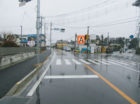 群馬県館林市・堀工町交差点A・B